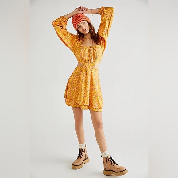 Free People Women's Pink and Gold Mini Dress - Picture 5 of 5